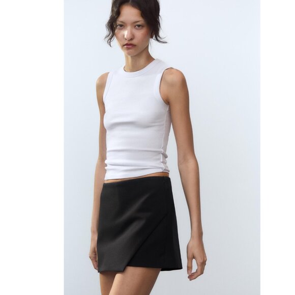 NWOT Black Zara Asymmetric Skort - Picture 1 of 7